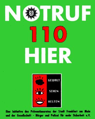 Projekt Ladengeschäft Aufkleber Notruf 110